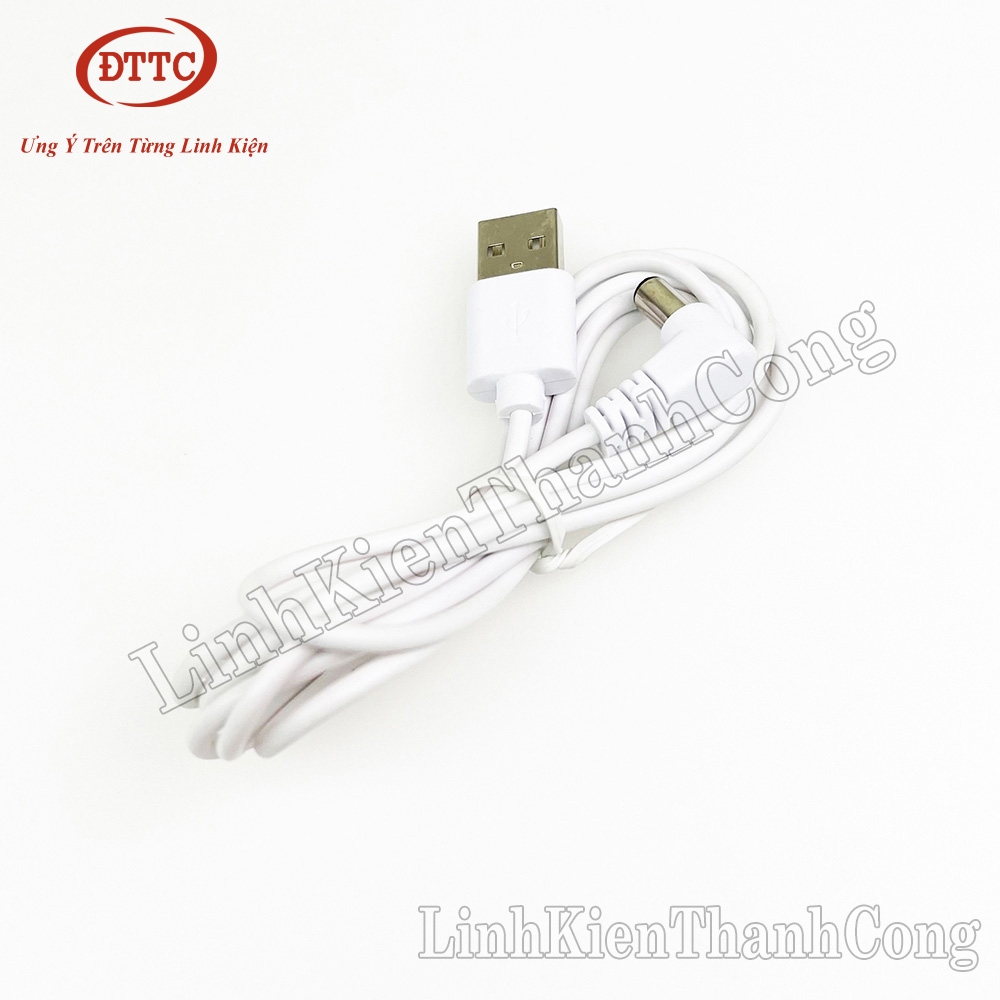 Cáp Chuyển USB Ra 5V Jack DC 5.5*2.1mm Màu Trắng 1.45 Mét