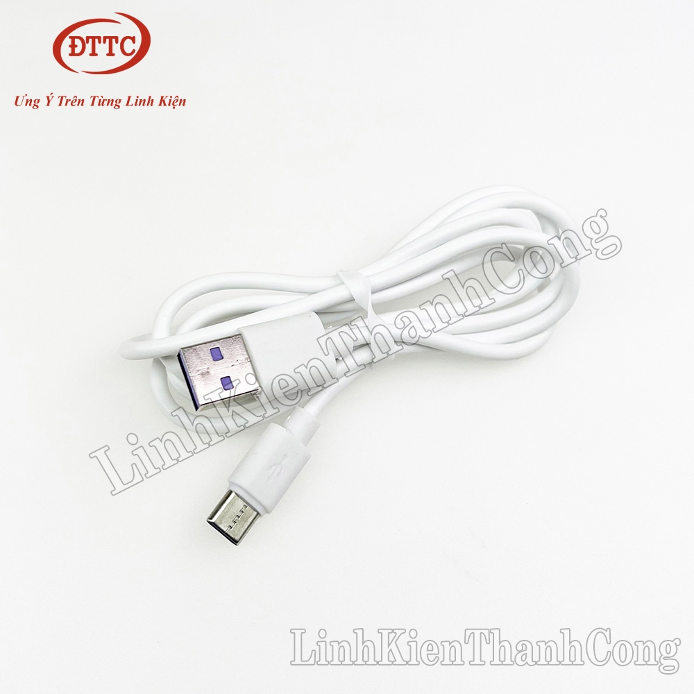 Cáp Sạc Nhanh USB Type-C 5A Trắng Dài 1 Mét