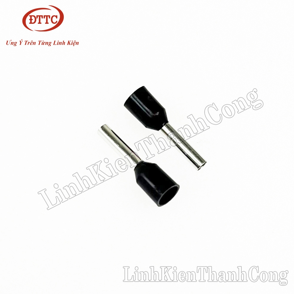 Đầu Cos Kim Tròn Bấm Dây Đơn E1508 Đen (100 Chiếc)