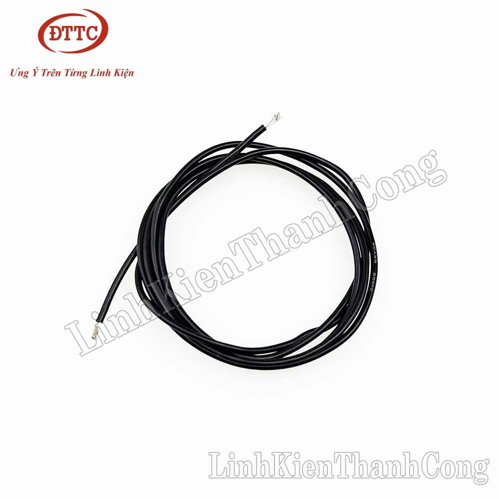 Dây Điện Silicon Màu Đen 20AWG 0.5 mm2 Siêu Mềm, Chống Cháy Chịu Nhiệt 200 Độ C (Mét)