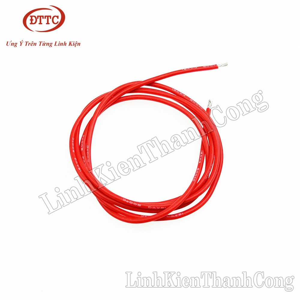 Dây Điện Silicon Màu Đỏ 18AWG 0.75 mm2 Siêu Mềm, Chống Cháy Chịu Nhiệt 200 Độ C (Mét)