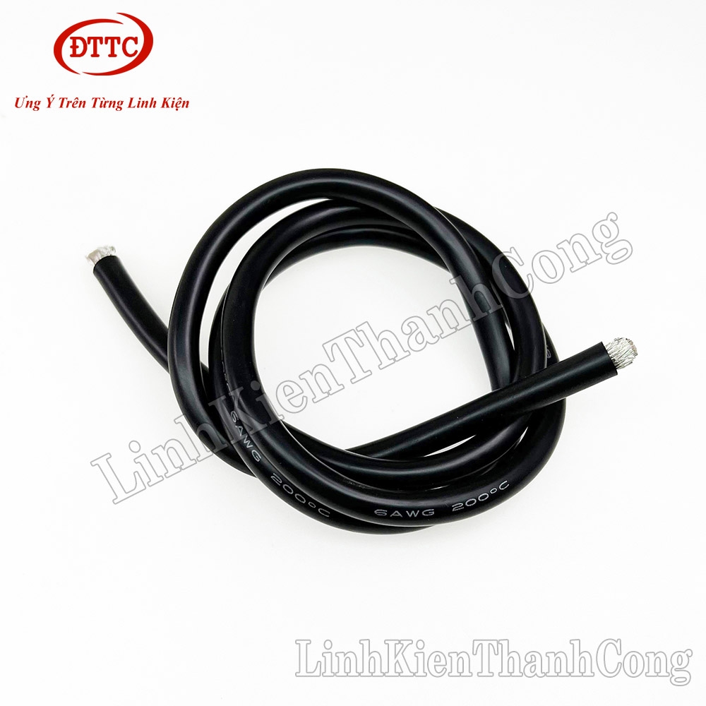 Dây Điện Silicon Màu Đen 6AWG 16 mm2 Siêu Mềm, Chống Cháy Chịu Nhiệt 200 Độ C (Mét)