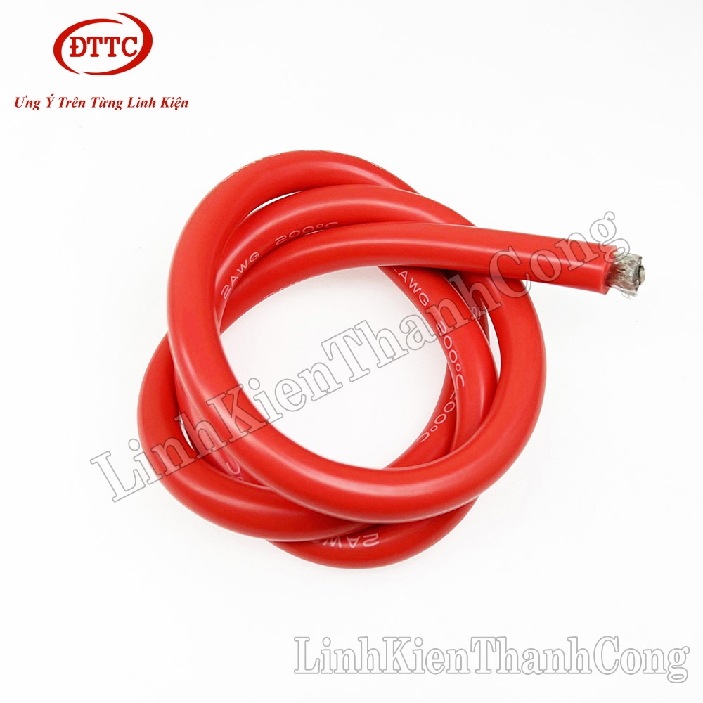 Dây Điện Silicon Màu Đỏ 2AWG 35 mm2 Siêu Mềm, Chống Cháy Chịu Nhiệt 200 Độ C (Mét)