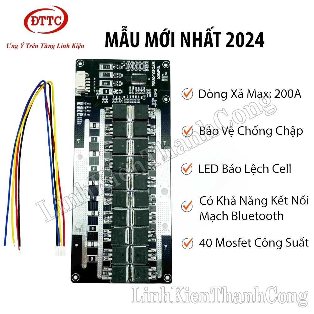Mạch Bảo Vệ VnBMS 3.7V 3S 200A (40 Mosfet) Mẫu Cải Tiến