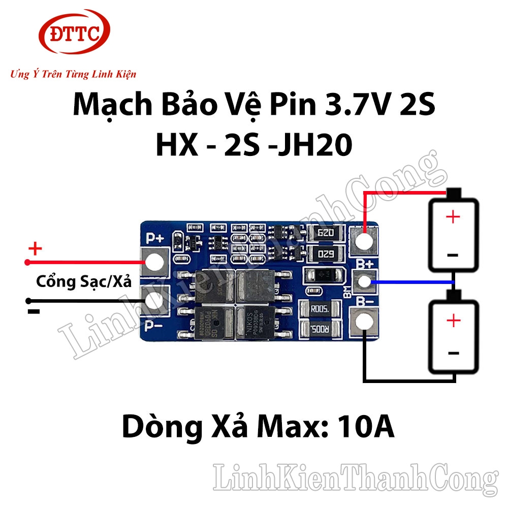 Mạch Bảo Vệ Pin 3.7V 2S 8.4V 10A HX-2S-JH20