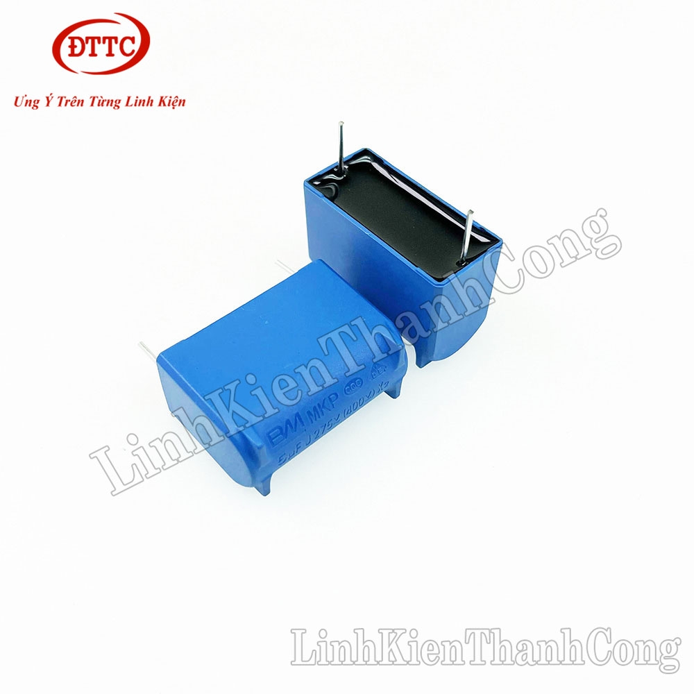 Tụ Bếp Từ Xanh BM 5uF 275VAC 400VDC Đứng 31mm