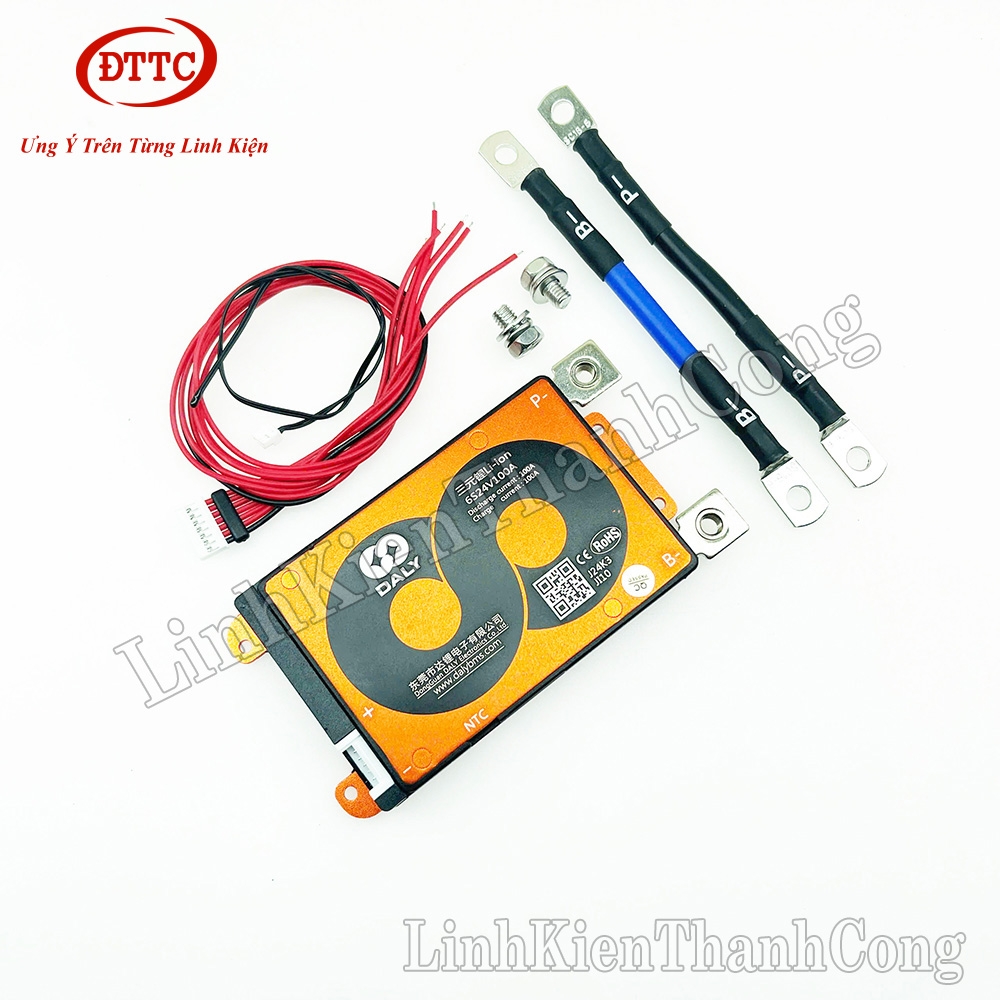 Mạch Bảo Vệ BMS DALY 24V 6S 3.7V 100A Mẫu K + NTC + 2 Dây Nguồn 7AWG