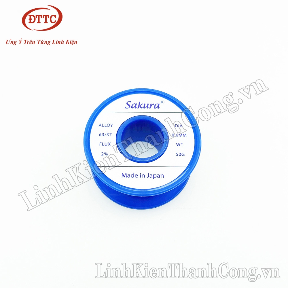Thiếc Hàn SAKURA 50gam 63/37 0.6mm Siêu Bóng, Nhẹ Nhiệt