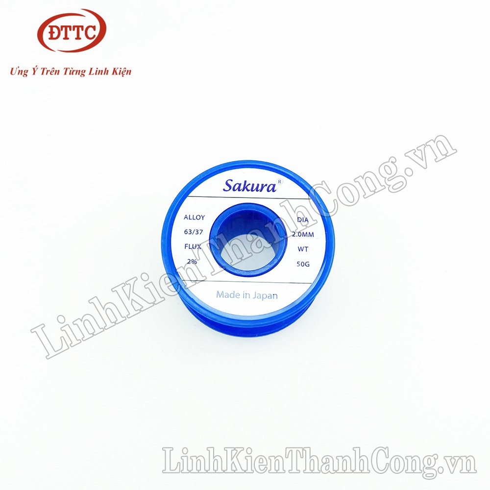 Thiếc Hàn SAKURA 50gam 63/37 2.0mm Siêu Bóng, Nhẹ Nhiệt