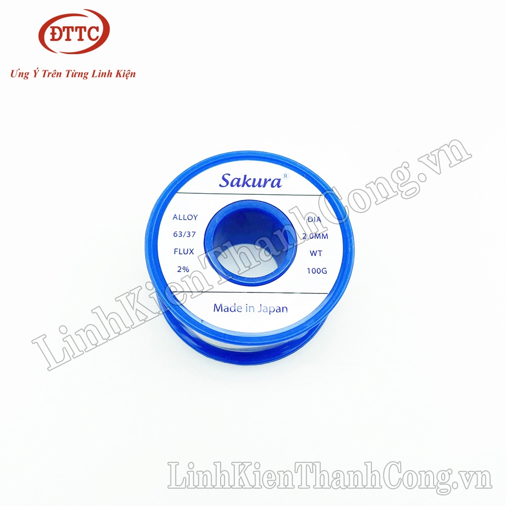 Thiếc Hàn SAKURA 100gam 63/37 2.0mm Siêu Bóng, Nhẹ Nhiệt