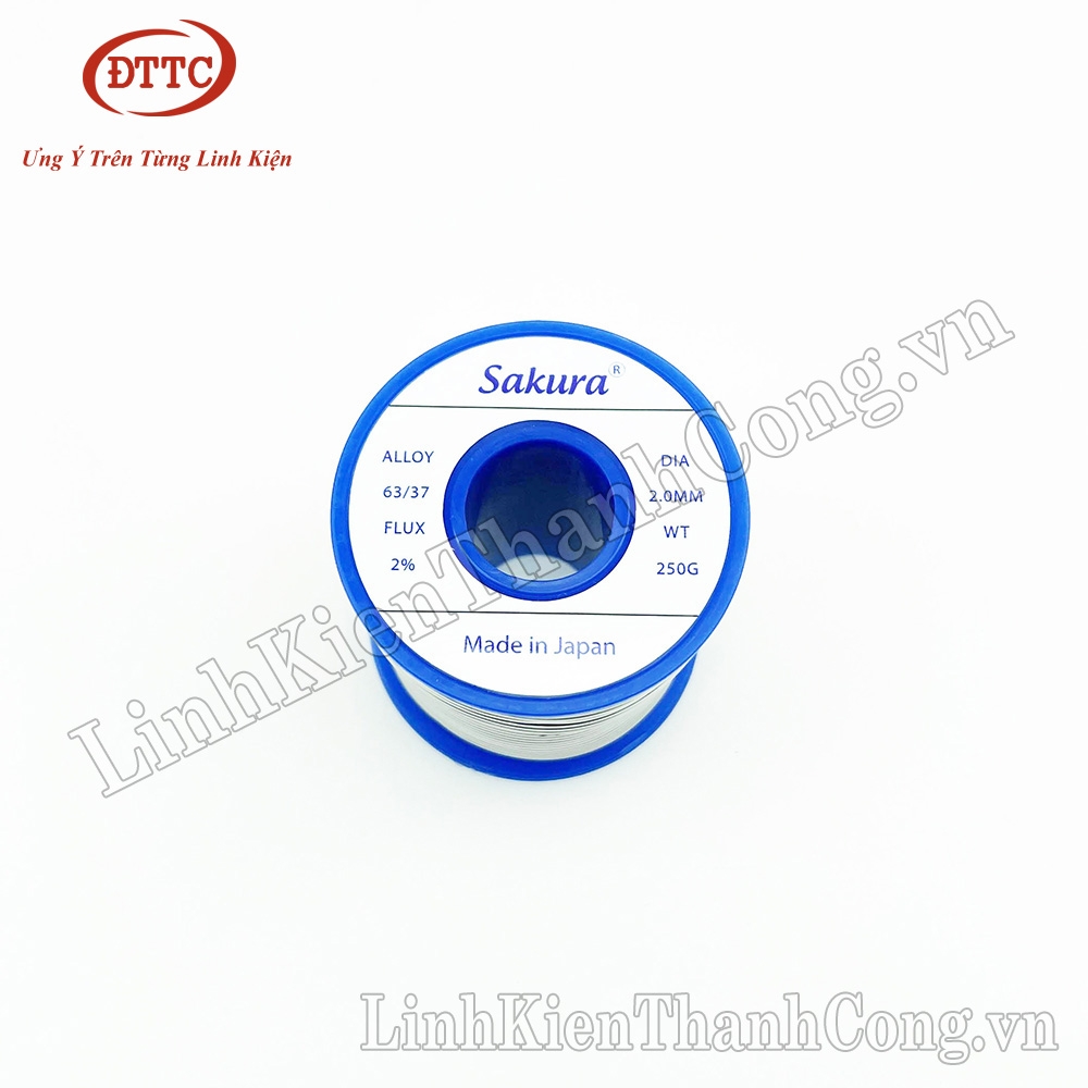 Thiếc Hàn SAKURA 250gam 63/37 2.0mm Siêu Bóng, Nhẹ Nhiệt