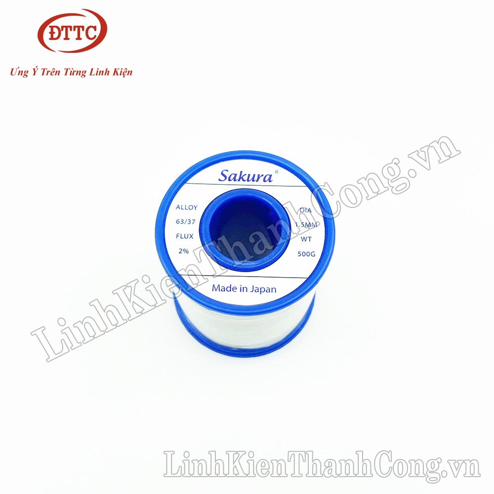 Thiếc Hàn SAKURA 500gam 63/37 1.5mm Siêu Bóng, Nhẹ Nhiệt