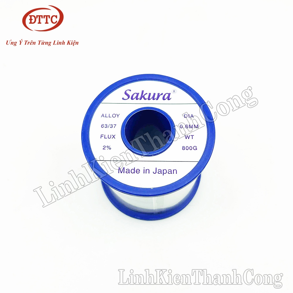 Thiếc Hàn SAKURA 800gam 63/37 0.6mm Siêu Bóng, Nhẹ Nhiệt