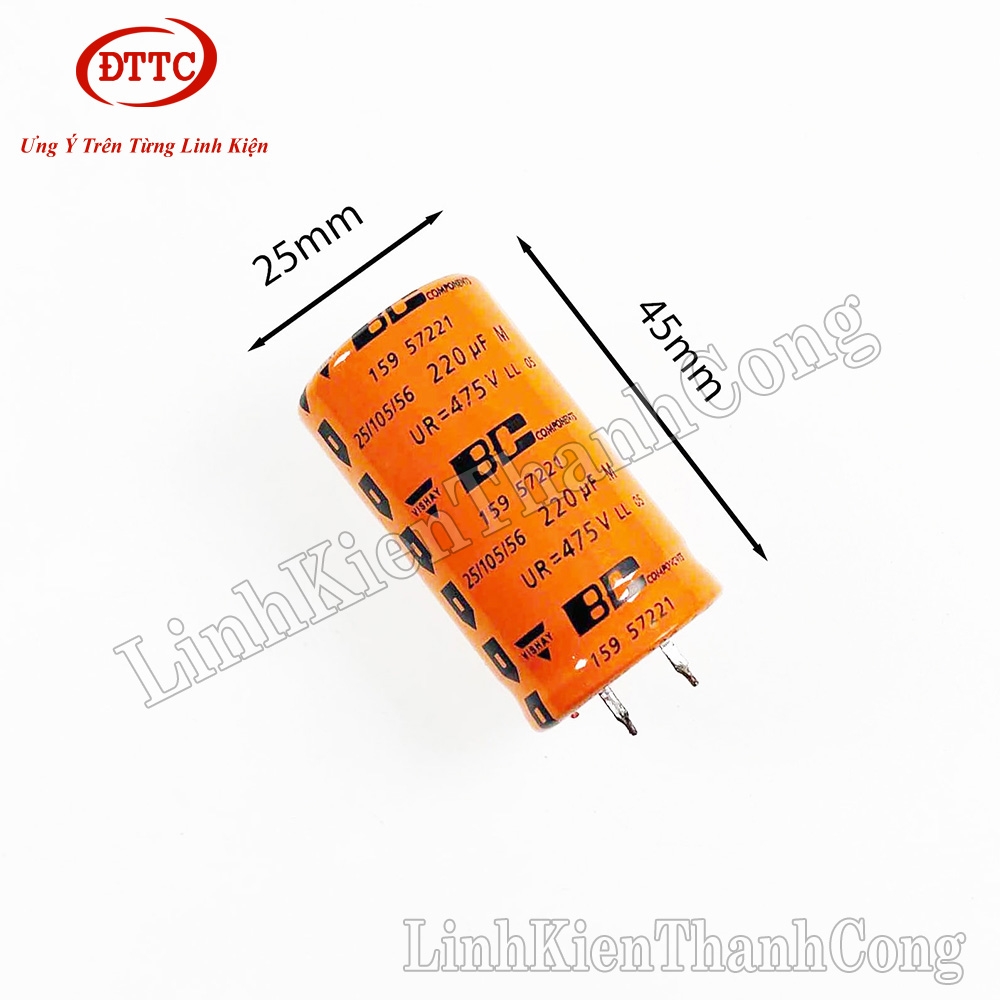 2 Condensatori Vishay 220uF 100V Assiali - Elettrolitici Alluminio, 12.5x30mm, Per Riparazioni Elettroniche
