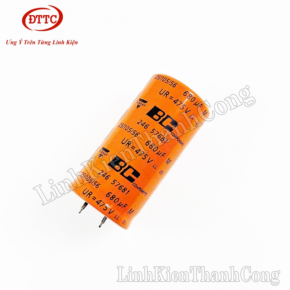 Tụ Hóa Vishay BC 680uF 475V 35x50mm Màu Cam