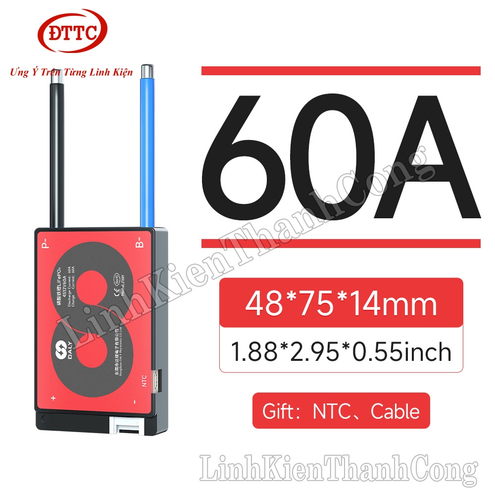 Mạch Bảo Vệ BMS DALY 12V 4S 3.2V 60A Mẫu H + NTC