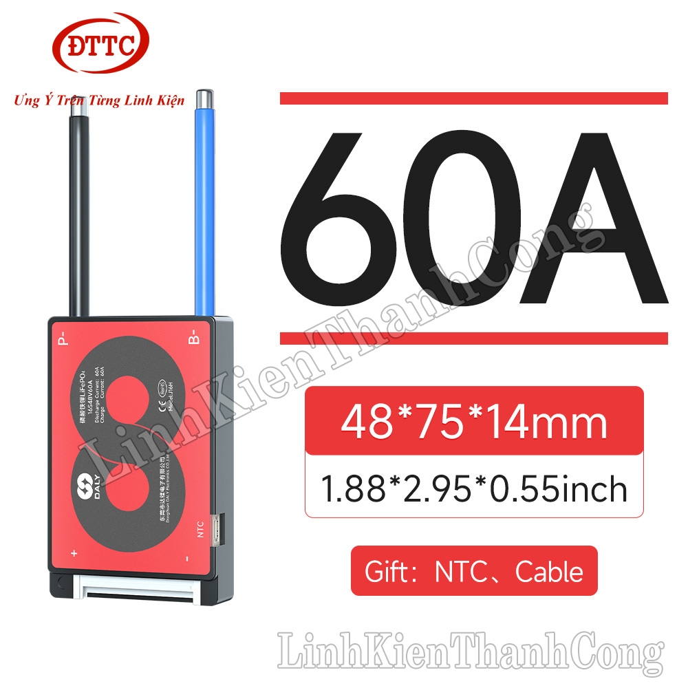 Mạch Bảo Vệ BMS DALY 48V 16S 3.2V 60A Mẫu H + NTC