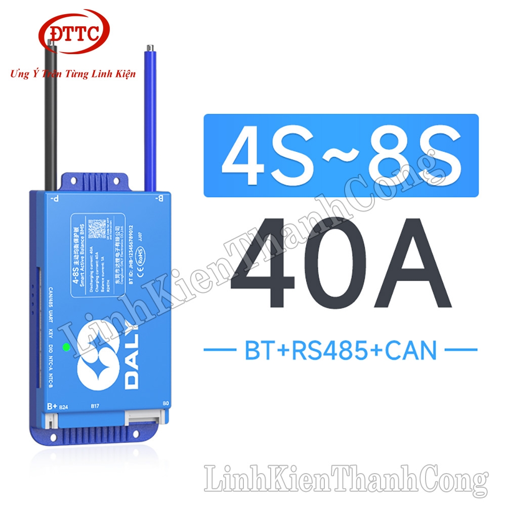 Mạch Bảo Vệ BMS DALY Thông Minh 12-24V 4S-8S 3.2V 40A, Có Cân Bằng Chủ Động 1A + NTC