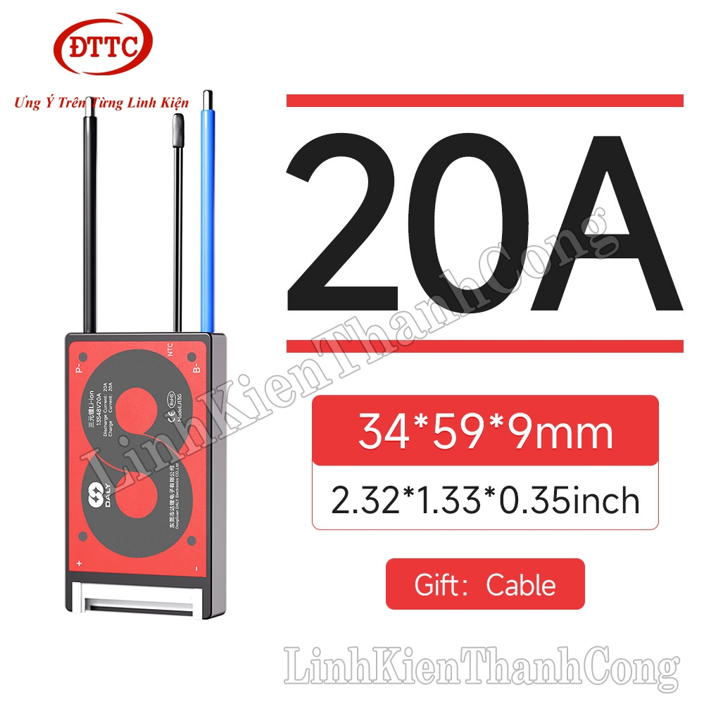 Mạch Bảo Vệ BMS DALY 48V 13S 3.7V 20A Mẫu G + NTC