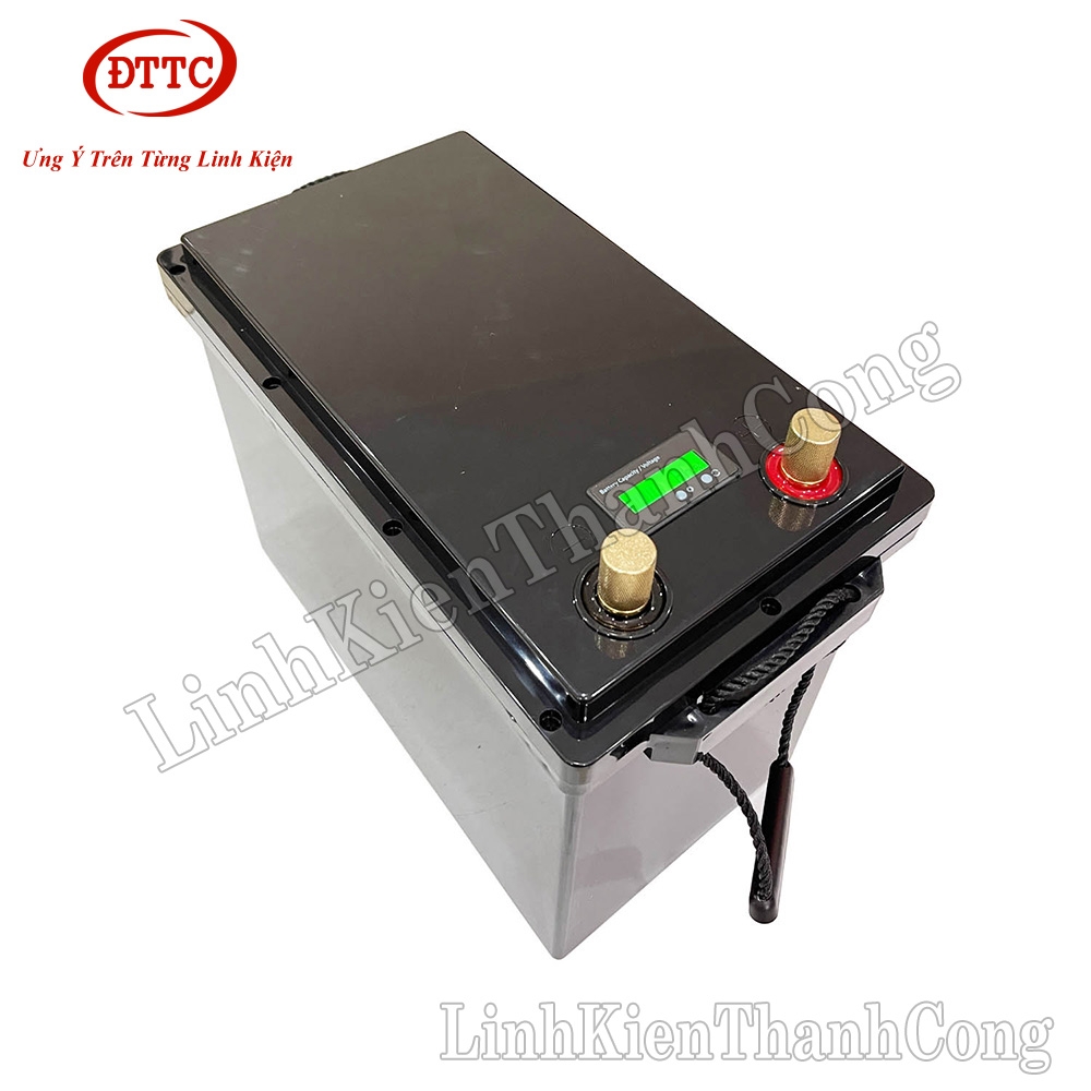 Hộp Nhựa, Vỏ Nhựa Đóng Pin 385x206x273mm, Lắp Được 4 Cell 280Ah, 314Ah Kèm Màn Hình Đo Điện Áp Dung Lượng
