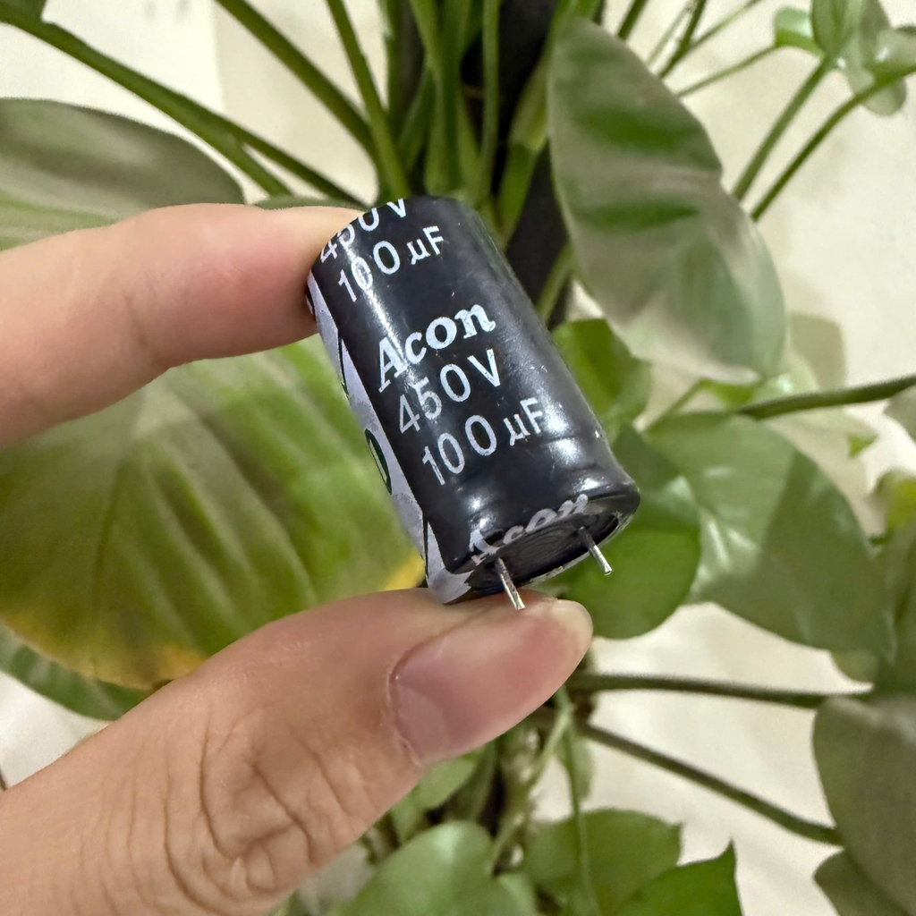 Tụ Hóa ACON 100uF 450V 18x30mm (Hàng Mới Chân Ngắn)