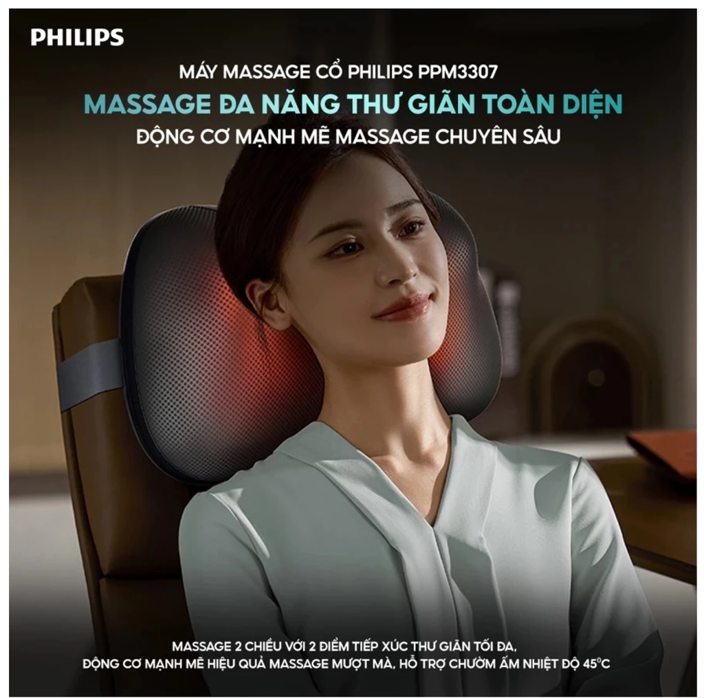 Gối massage cổ vai gáy Philips PPM3307 - Hàng chính hãng