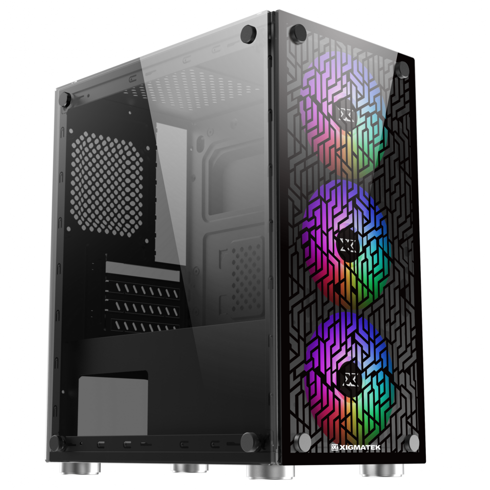 XIGMATEK NYX 3F (EN43057) - M-ATX, 2 SIDE TEMPERED GLASS, KÈM 03 FAN XIGMATEK X20F