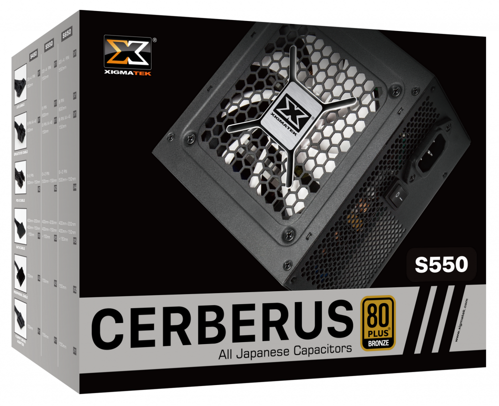 XIGMATEK CERBERUS S550 550W (EN41138) - 80PLUS BRONZE, 100% JAPANESE CAPs