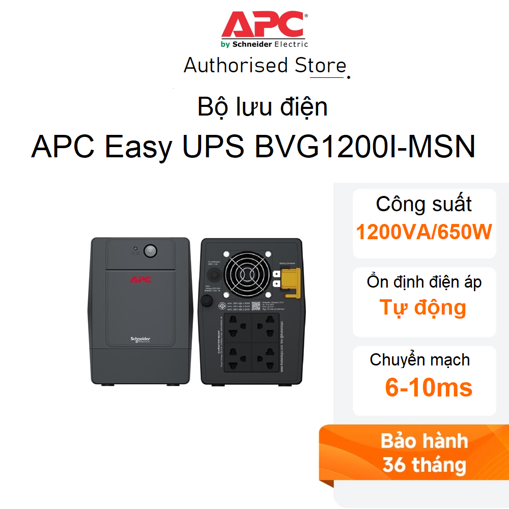 Bộ Lưu Điện UPS APC Easy UPS 1200VA, 230V, AVR, NEMA UNIVERSAL Sockets BVG1200I-MSN