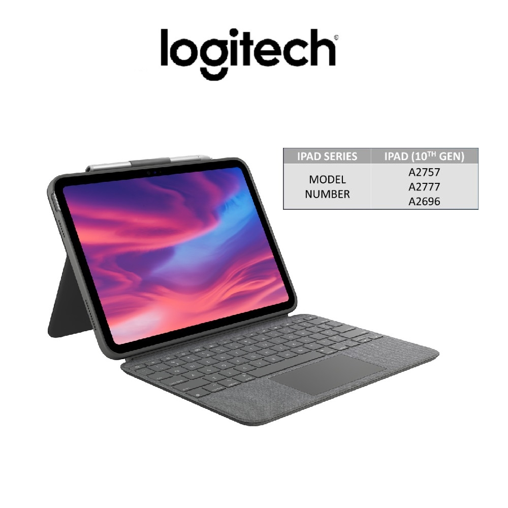 Bao da bàn phím Logitech Combo Touch for iPad Gen 10 (10.9 inch) - Tháo rời Trackpad, chiếu sáng nền