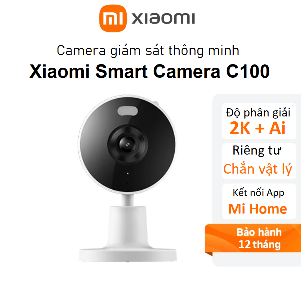 Camera quan sát Xiaomi C100 2K (2304x1296p) Ai Bản quốc tế - Chính hãng Digiworld