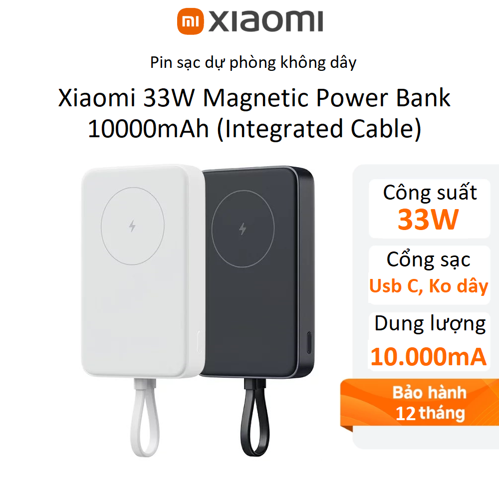 Pin sạc dự phòng không dây Xiaomi 10000mAh 33W Magnetic Power Bank (Cáp tích hợp)