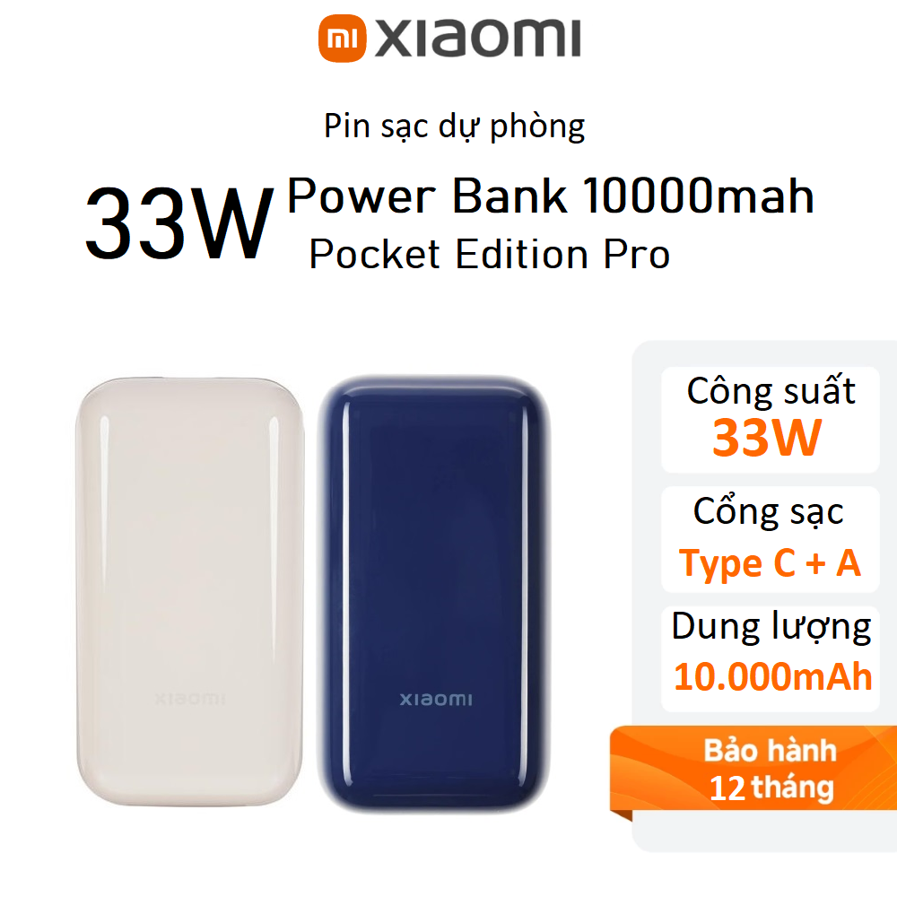 Pin sạc dự phòng Xiaomi 10000mah Type-C 33W Pocket Edition Pro