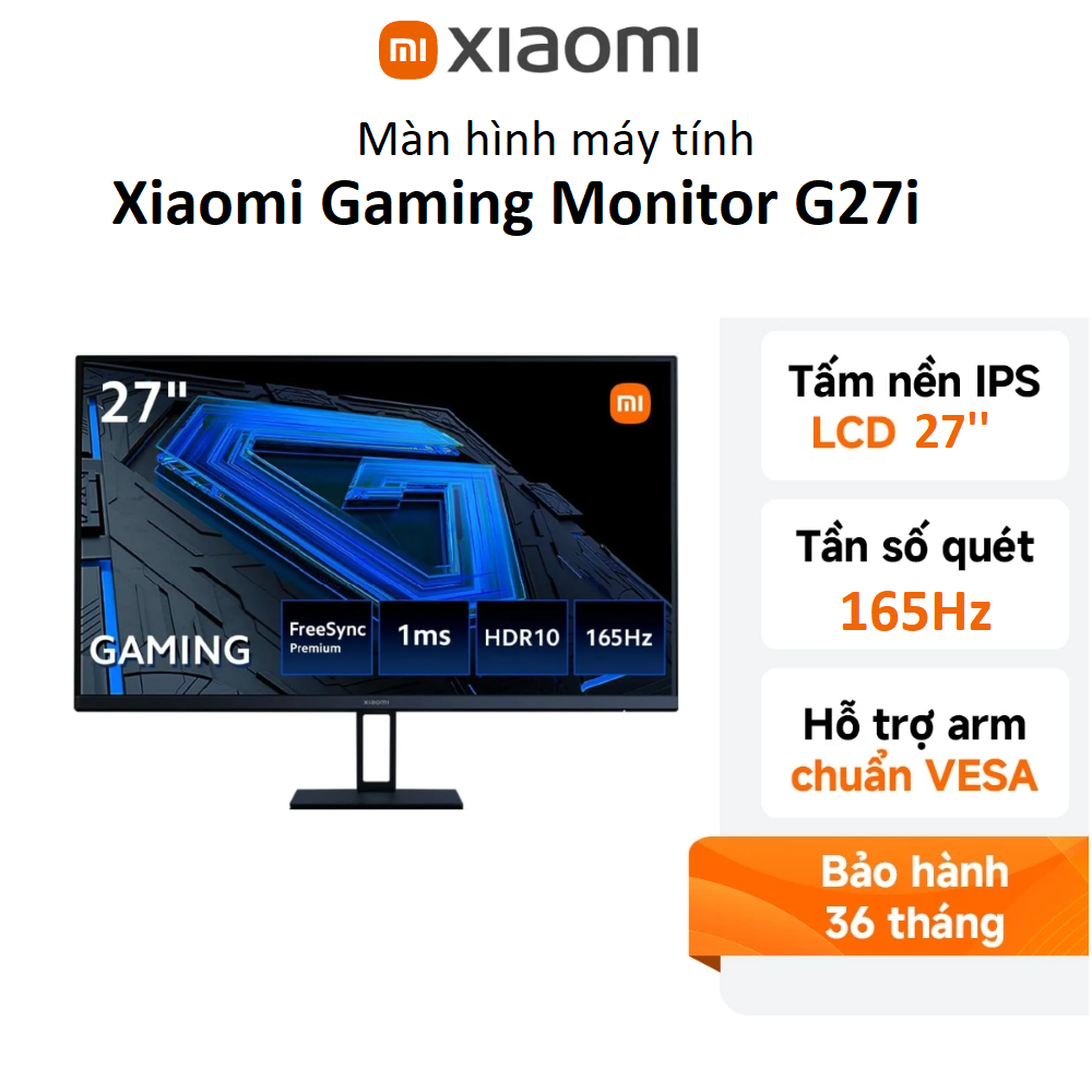 Màn hình máy tính Xiaomi G27i 27inch Gaming FHD/IPS/165Hz/1ms/FreeSync/HDMI/DP - Chính hãng Digiworld
