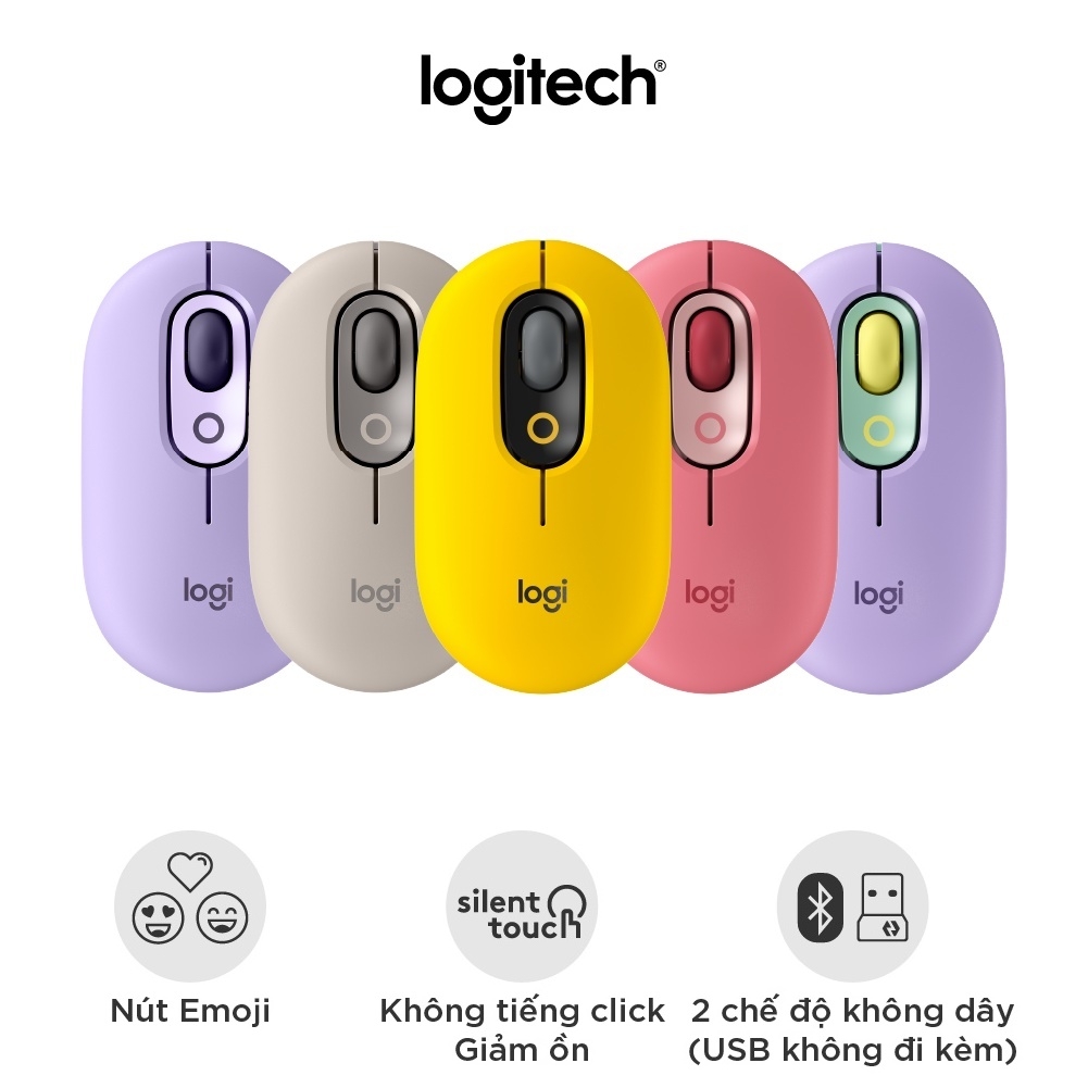 Chuột Logitech Pop With Emoji Không dây Wireless/ Bluetooth/ Flow