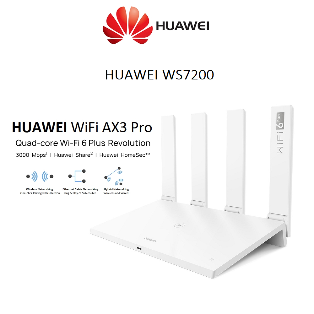 Bộ phát Router Wifi HUAWEI WS7200 AX3 high ver. 256mb+128mb 3000mbps open market - Bản quốc tế chính hãng Digiworld