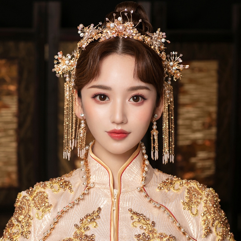 Mũ đội đầu cô dâu trung quốc mặt khỏa hỷ phục , vương miện phượng hoàng - CD34 Nón Xinh Mũ đội đầu cô dâu trung quốc mặt khỏa hỷ phục , vương miện phượng hoàng - CD34 Nón Xinh