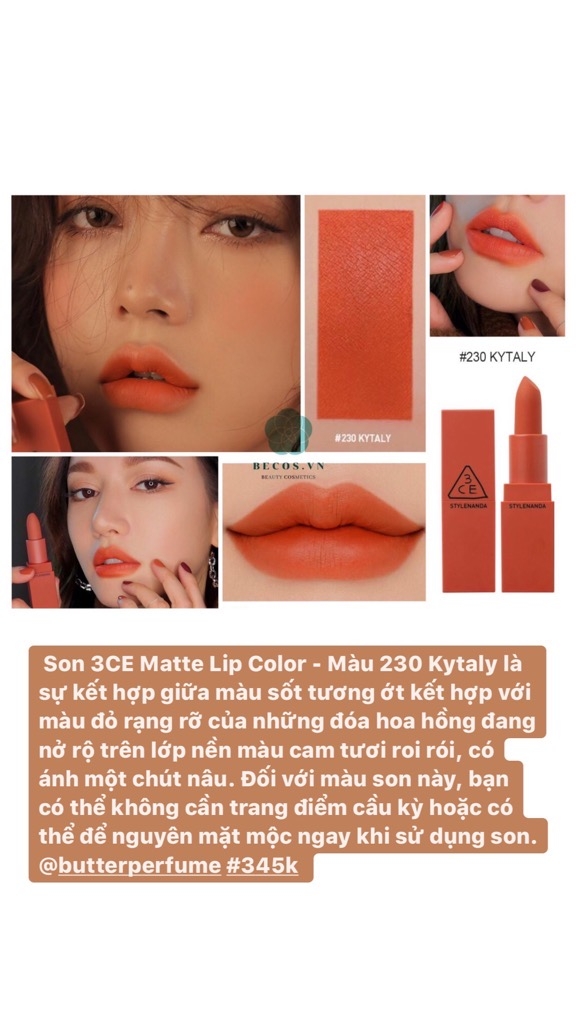 Son 3ce Lip Color 230 Kytaly Hoa Của Mơ Va Bơ Son 3ce Lip Color 230 Kytaly Hoa Của Mơ Va Bơ
