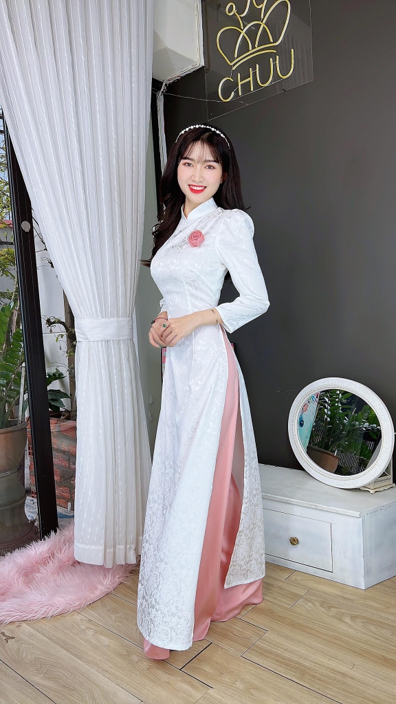 Áo Dài Gấm Tay Bồng AD8005 (áo lẻ)