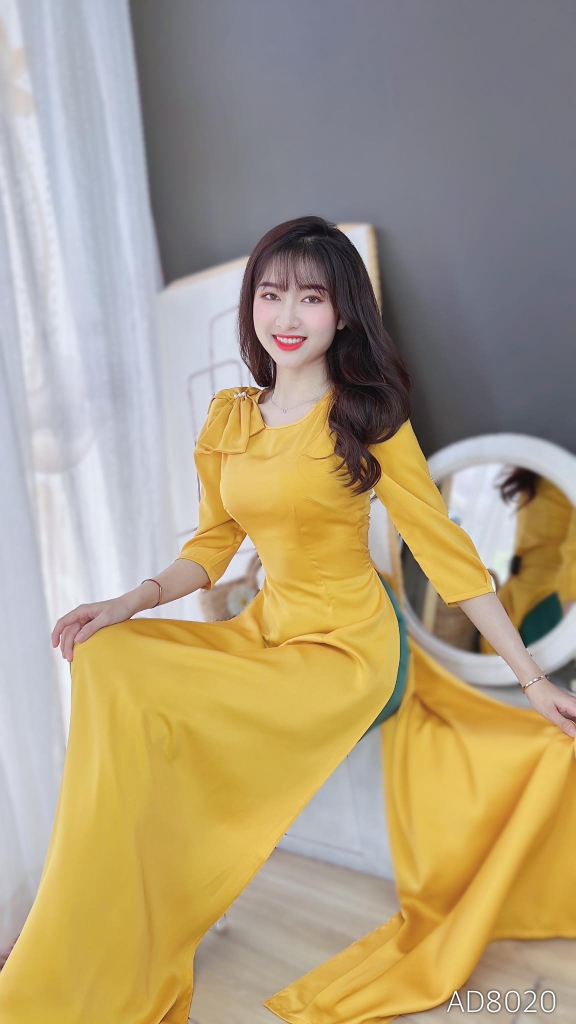 Áo Dài Nơ Vai Ngọc AD8020 (áo lẻ)
