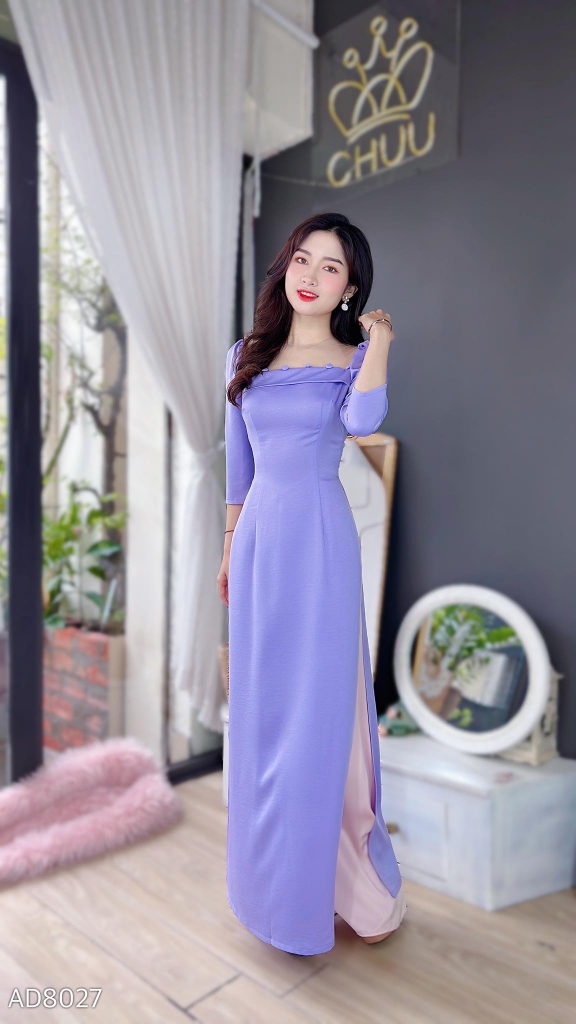 Áo Dài Lư Lưới Cúc Bọc AD8027 (áo lẻ)