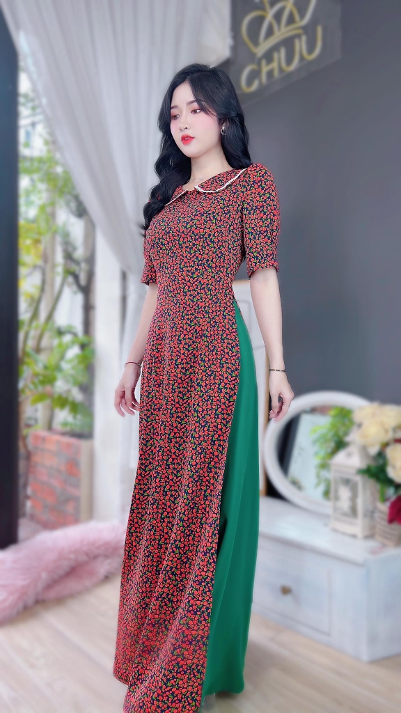 Áo Dài MG Cổ Sen Ren AD8045 (áo lẻ)