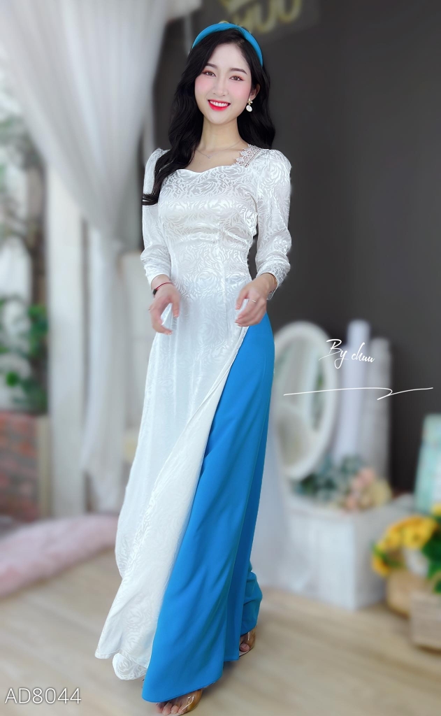 Áo Dài Cổ Pha Ren Vai AD8044 (áo lẻ)