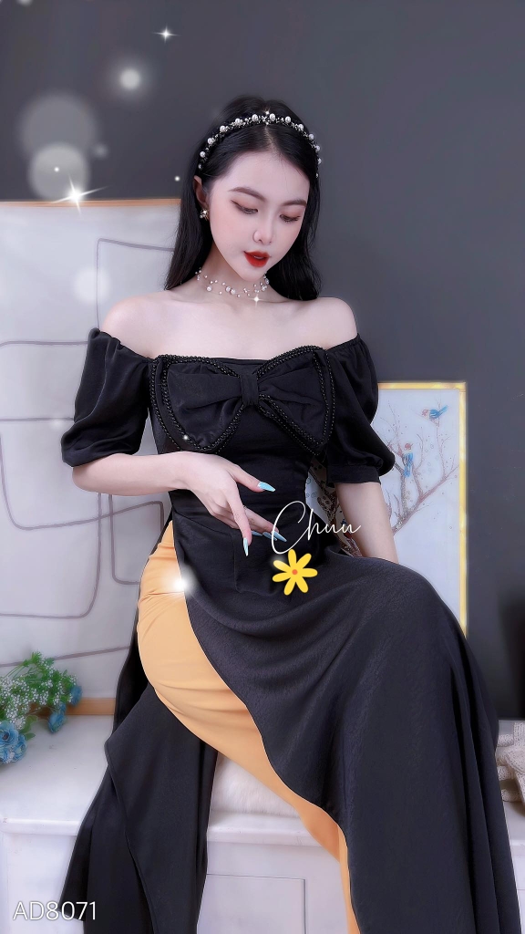 Áo Dài Nơ To Ngọc Châu AD8071 (áo lẻ)