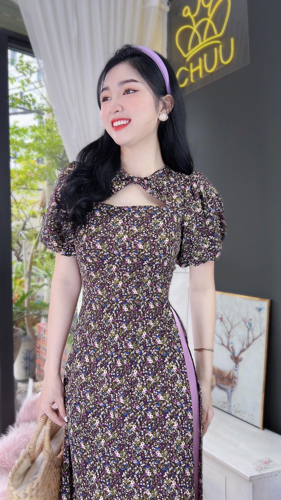 Áo Dài Cổ Tam Giác AD8053 (áo lẻ)