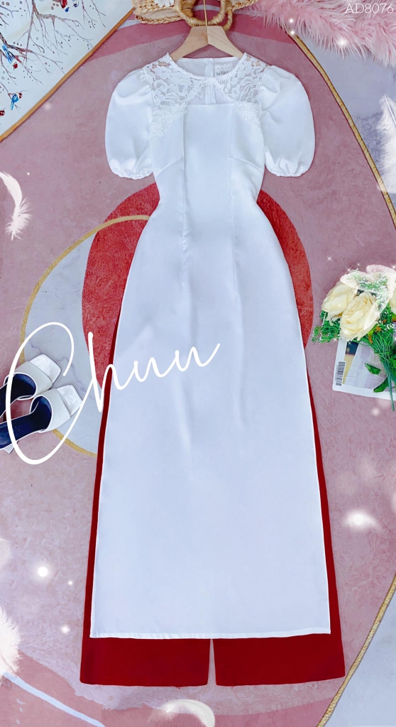 Áo Dài Ren Đối Xứng AD8076 (áo lẻ)