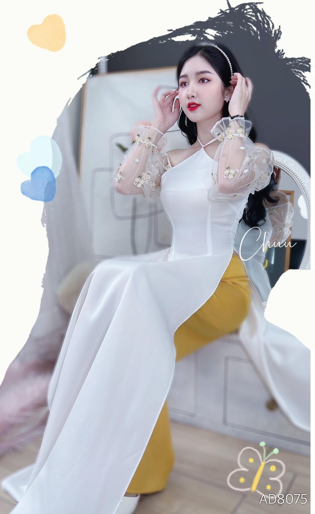 Áo Dài Tay Lưới Hoa Mai AD8075 (áo lẻ)