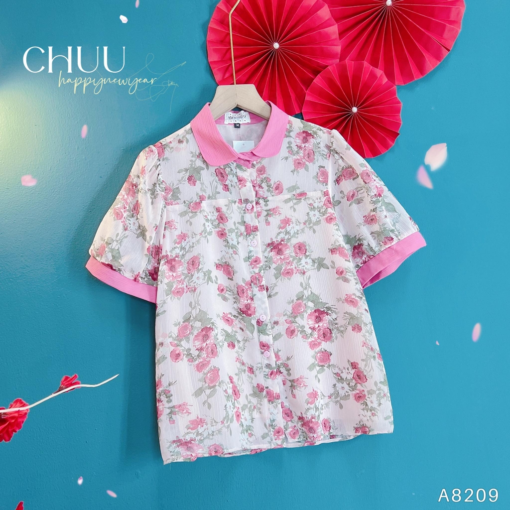 Áo Sơ Mi Hoa TN Cổ Màu A8209