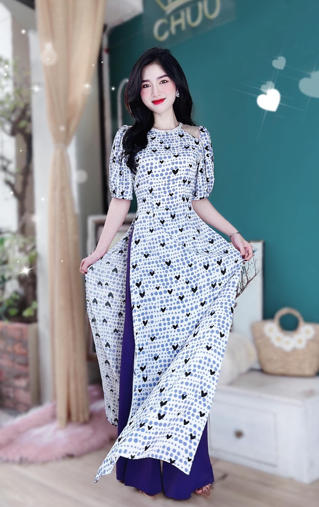 Áo Dài Hoa Ren Cầu Vồng AD9118 (áo lẻ)