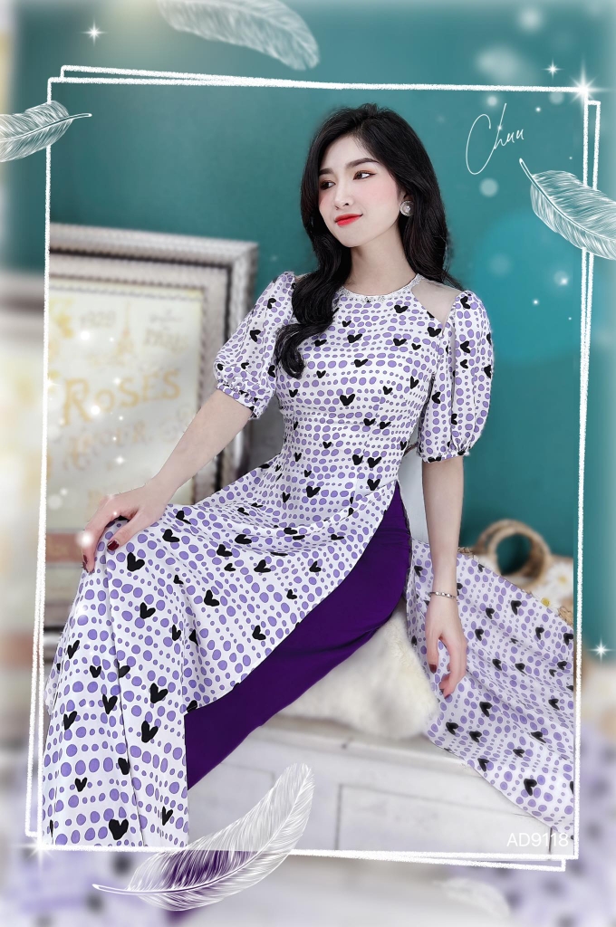 Áo Dài Hoa Ren Cầu Vồng AD9118 (áo lẻ)